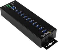 💻 startech.com 10 port usb hub with power adapter - surge protection - metal industrial usb 3.0 data transfer hub - flexible mounting options - high speed usb 3.1 gen 1 5gbps hub (hb30a10ame) logo