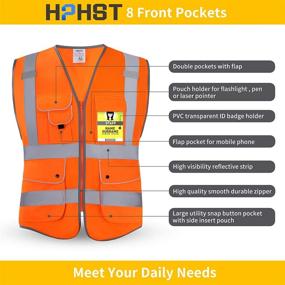 img 3 attached to HPHST Multi Pocket Reflective Visibility Construction PPE for Occupational Health & Safety