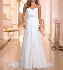 img 3 attached to 👰 WeddingDazzle Women's Chiffon Wedding Dress - Sweetheart Neckline Women's Apparel