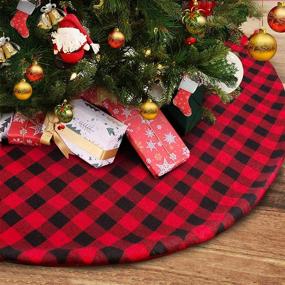 img 4 attached to 🎄 48-inch Large CCBOAY Christmas Tree Skirt: Double Layer Red and Black Plaid Buffalo, Thick Felt Lining, Checked Tree Mat - Perfect Holiday Party Decorations for Xmas 2021