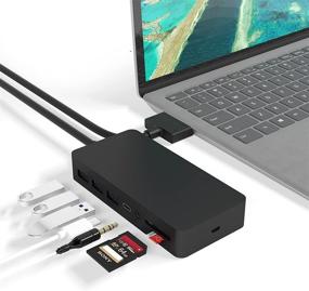 img 4 attached to 🔌 Surface Laptop Dock - Compatible with Surface Laptop 1/2, 4K HDMI VGA DP Display Port, Gigabit Ethernet, 3 USB 3.0, USB C Sync, Audio Out, SD/Micro SD Card Reader, 5V Micro USB Port