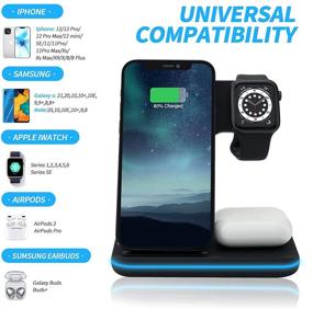 img 3 attached to 🔌 3 in 1 Qi Certified 15W Fast Wireless Charging Station for Apple iWatch Series SE/6/5/4/3/2/1, AirPods 2/Pro, iPhone 12/11/XS MAX/XR/X/8/Plus, Samsung - Wireless Charger