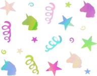unicorns confetti iridescent pastel colors logo