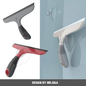 img 2 attached to MR.SIGA Multi-Purpose Silicon Squeegee with Heavy Duty Window Scrubber and Suction Hook for Window, Glass, Shower Door, Car Windshield, 10 inch, White & Grey, 1 Pack