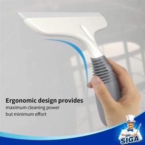 img 1 attached to MR.SIGA Multi-Purpose Silicon Squeegee with Heavy Duty Window Scrubber and Suction Hook for Window, Glass, Shower Door, Car Windshield, 10 inch, White & Grey, 1 Pack