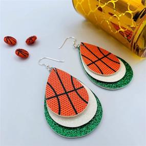 img 1 attached to 🏀 Basketball Earrings for Women: Stylish Leather Jewelry with USA Flag Design - Perfect for Basketball Moms and Girls