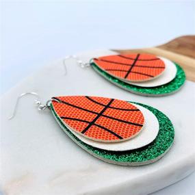 img 2 attached to 🏀 Basketball Earrings for Women: Stylish Leather Jewelry with USA Flag Design - Perfect for Basketball Moms and Girls