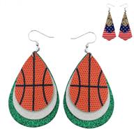 🏀 basketball earrings for women: stylish leather jewelry with usa flag design - perfect for basketball moms and girls logo