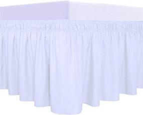 img 4 attached to 🛏️ PureFit Ruffled Bed Skirt - 18 Inch Drop, Adjustable Elastic Belt, Wrinkle-Free Dust Ruffle, White - Queen, King, C-King Size Beds