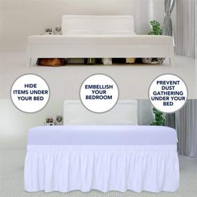 img 2 attached to 🛏️ PureFit Ruffled Bed Skirt - 18 Inch Drop, Adjustable Elastic Belt, Wrinkle-Free Dust Ruffle, White - Queen, King, C-King Size Beds