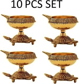 img 2 attached to 🐢 SATVIK 10 pc Kuber Turtle Diya for Diwali Decoration. Handcrafted Oil Lamp with Golden Engraving, Made of Virgin Brass Metal. Diwali Diya Vilakku for Puja Pooja. Traditional Indian Deepawali Gift Items with Enhanced SEO