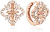 💎 elegant eva 14k gold clover hoop earrings with cubic zirconia: exquisite rose gold plated design logo