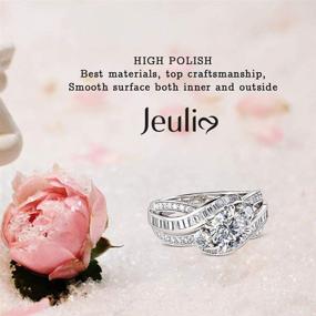 img 2 attached to 💍 Jeulia Sterling Silver Three Stone Round Cut Intertwined Engagement Ring - Cubic Zirconia Diamond Crossover Statement Set Wedding Anniversary Promise Bridal Set with Gift Box for Women