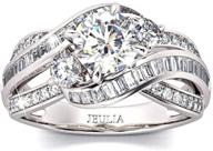 💍 jeulia sterling silver three stone round cut intertwined engagement ring - cubic zirconia diamond crossover statement set wedding anniversary promise bridal set with gift box for women logo