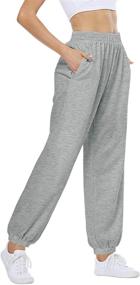 img 4 attached to 👖 CYiNu Women's High-Waisted Sweatpants: Stylish Joggers for Fall/Winter Workouts with Pockets & Cinch Bottom Trousers