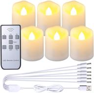 🕯️ ymenow led rechargeable votive candles - 6 packs flameless tea lights with remote timer and usb cable for home room christmas decoration, warm white логотип