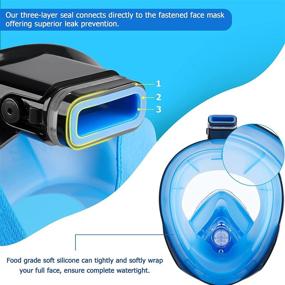 img 1 attached to 🤿 QUWIN Full Face Snorkel Mask - Latest Dry Top System, 180 Degree Panoramic View, Anti-Leak & Anti-Fog Technology - Detachable Camera Mount - Ideal Snorkeling Mask for Adults