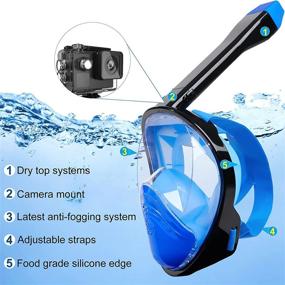 img 3 attached to 🤿 QUWIN Full Face Snorkel Mask - Latest Dry Top System, 180 Degree Panoramic View, Anti-Leak & Anti-Fog Technology - Detachable Camera Mount - Ideal Snorkeling Mask for Adults