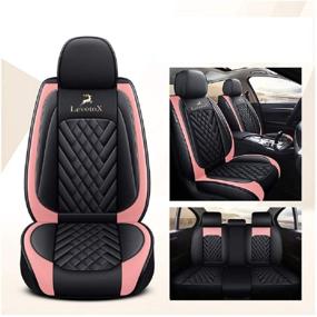 img 1 attached to JOJOHON Lucky Deer Car Seat Covers 5 Seats Full Set Universal Fit (Black-Pink)