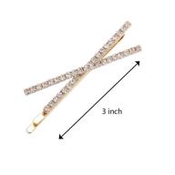 💎 obtanim 2 pcs x shaped crystal hair pins – cute metal shiny hair clip with rhinestone bobby pin – sparkly gold barrette for women & girls styling accessories logo