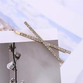 img 3 attached to 💎 OBTANIM 2 Pcs X Shaped Crystal Hair Pins – Cute Metal Shiny Hair Clip with Rhinestone Bobby Pin – Sparkly Gold Barrette for Women & Girls Styling Accessories