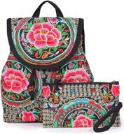 embroidery backpack drawstring shoulder daypack women's handbags & wallets for fashion backpacks logo
