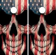 🌽 cornhole board wrap wraps american flag skull c22 laminated skin decal set - vinyl sticker stickers, bean bag game graphic tint image logo