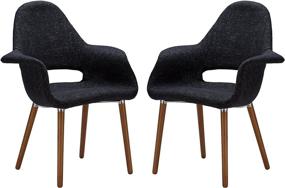 img 4 attached to 🌟 Stylish EdgeMod Organic Arm Chair Set in Black (Pack of 2)