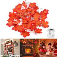 🍁 fall maple leaves string lights, 19.6ft/40led thanksgiving lights garland with 8 modes, waterproof battery powered for indoor/outdoor thanksgiving halloween decorations логотип