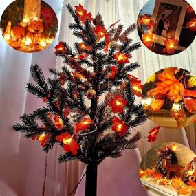 img 1 attached to 🍁 Fall Maple Leaves String Lights, 19.6FT/40LED Thanksgiving Lights Garland with 8 Modes, Waterproof Battery Powered for Indoor/Outdoor Thanksgiving Halloween Decorations