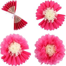 img 2 attached to 🌸 Aunifun 16-Piece Paper Flower Tissue Chrysanthemum for DIY Crafts, Wedding Backdrops, and Nursery Wall Decor - Multi-Colored Paper Flower