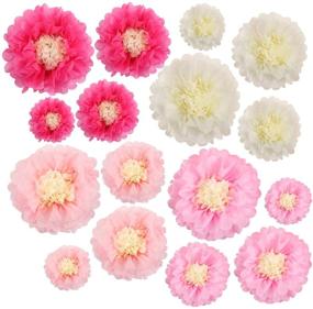 img 3 attached to 🌸 Aunifun 16-Piece Paper Flower Tissue Chrysanthemum for DIY Crafts, Wedding Backdrops, and Nursery Wall Decor - Multi-Colored Paper Flower