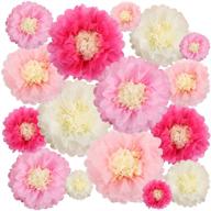 🌸 aunifun 16-piece paper flower tissue chrysanthemum for diy crafts, wedding backdrops, and nursery wall decor - multi-colored paper flower logo