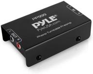 pyle phono turntable preamp - compact audio phonograph preamplifier with rca input, rca output & low noise operation, powered by 12v dc adapter - pp999, black logo