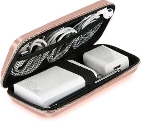 img 4 attached to 🌸 iMangoo Shockproof Carrying Case - Hard Protective EVA Case for Travel with Impact Resistant Design - 12000mAh Power Bank Pouch Bag - USB Cable Organizer - Earbuds Sleeve Pocket Accessory - Smooth Coating - Zipper Wallet - Rose Gold