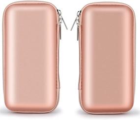 img 3 attached to 🌸 iMangoo Shockproof Carrying Case - Hard Protective EVA Case for Travel with Impact Resistant Design - 12000mAh Power Bank Pouch Bag - USB Cable Organizer - Earbuds Sleeve Pocket Accessory - Smooth Coating - Zipper Wallet - Rose Gold