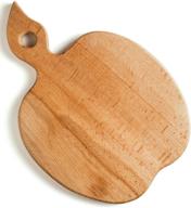 ecosall small wooden cutting board with handle - apple-shaped fruit and vegetable chopping board, bread and cheese serving platter, round charcuterie board - 100% natural, reversible, presentable logo