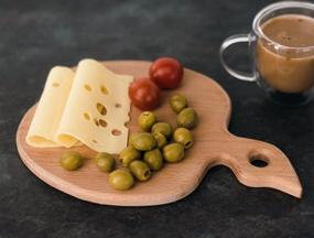 img 3 attached to ECOSALL Small Wooden Cutting Board with Handle - Apple-shaped Fruit and Vegetable Chopping Board, Bread and Cheese Serving Platter, Round Charcuterie Board - 100% Natural, Reversible, Presentable