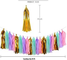 img 3 attached to 🎉 MerryNine 40PCS Tissue Tassels Garlands, 19.5 ft Long Tassels, Wedding, Baby Shower, Event & Party Supplies Decoration Set in Gold, Mint Green, Purple, and Light Pink