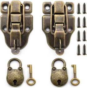 img 3 attached to 🔐 Vintage Style Duckbilled Toggle Hasp Latch and Antique Padlock Kit with Screws – Ideal for Jewelry Box, Ordinary Box, Wooden Case, Furniture Decoration (2X Toggle Latches + 2X Locks)