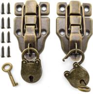 🔐 vintage style duckbilled toggle hasp latch and antique padlock kit with screws – ideal for jewelry box, ordinary box, wooden case, furniture decoration (2x toggle latches + 2x locks) логотип