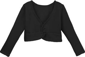 img 1 attached to Daydance Ballet Wrap Shrug Sweater: Stylish Long Sleeve Crop Tops for Girls' Dance Routines