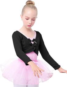 img 4 attached to Daydance Ballet Wrap Shrug Sweater: Stylish Long Sleeve Crop Tops for Girls' Dance Routines