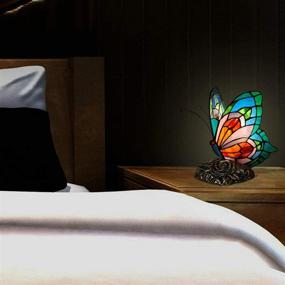 img 2 attached to FUMAT LED Bedside Table Lamp with E26 Bulb - Tiffany Blue Fairy Stained Glass Shade, ON/Off Switch Desk Lamp, Butterfly Night Light...