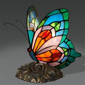 img 3 attached to FUMAT LED Bedside Table Lamp with E26 Bulb - Tiffany Blue Fairy Stained Glass Shade, ON/Off Switch Desk Lamp, Butterfly Night Light...