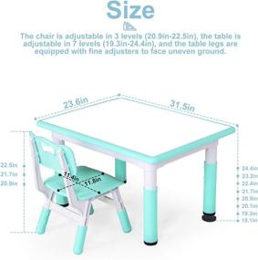 img 3 attached to 🪑 JIAOQIU Children's Study Table and Chair Set: Height-Adjustable, Non-Slip, Multifunctional Furniture for Young Artists and Scholars (2 Seats)