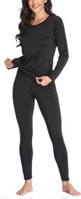 img 4 attached to Women's Ultra Soft Fleece Lined Thermal Underwear Set - Lightweight Long John Set, Moisture-Wicking Skiing Base Layer