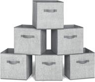 📦 6 pack of grey collapsible fabric cube storage bins, 13x13x13 inches, organizer with dual handles - ideal for nursery, toy storage, closet shelf, cabinet logo