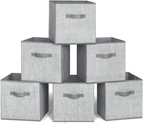 img 4 attached to 📦 6 Pack of Grey Collapsible Fabric Cube Storage Bins, 13x13x13 Inches, Organizer with Dual Handles - Ideal for Nursery, Toy Storage, Closet Shelf, Cabinet