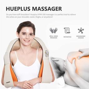 img 3 attached to 🌡️ Hueplus HPM-100 Shiatsu Neck & Shoulder Massager with Heat - Advanced 3D Tension Technology for Pain Relief, Muscle Knots, and Sore Muscles at Home or Office - Deep Kneading Soothing Therapy Portable Solution